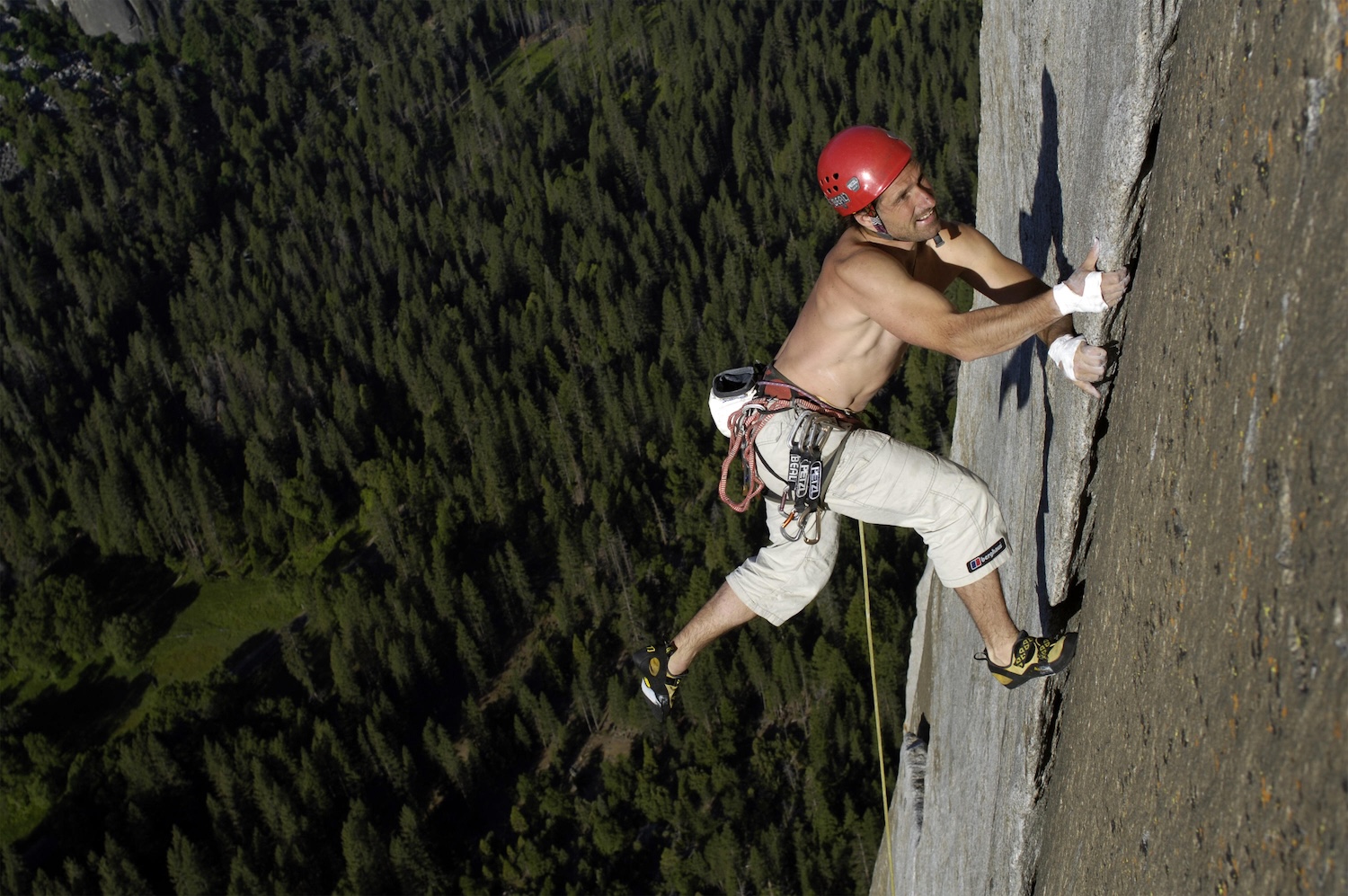 Kletterer Alexander Huber an der Nose am El Capitan im Yosemite National Park