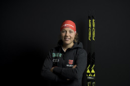 Laura Dahlmeier mit Fischer Ski und Sponsoren