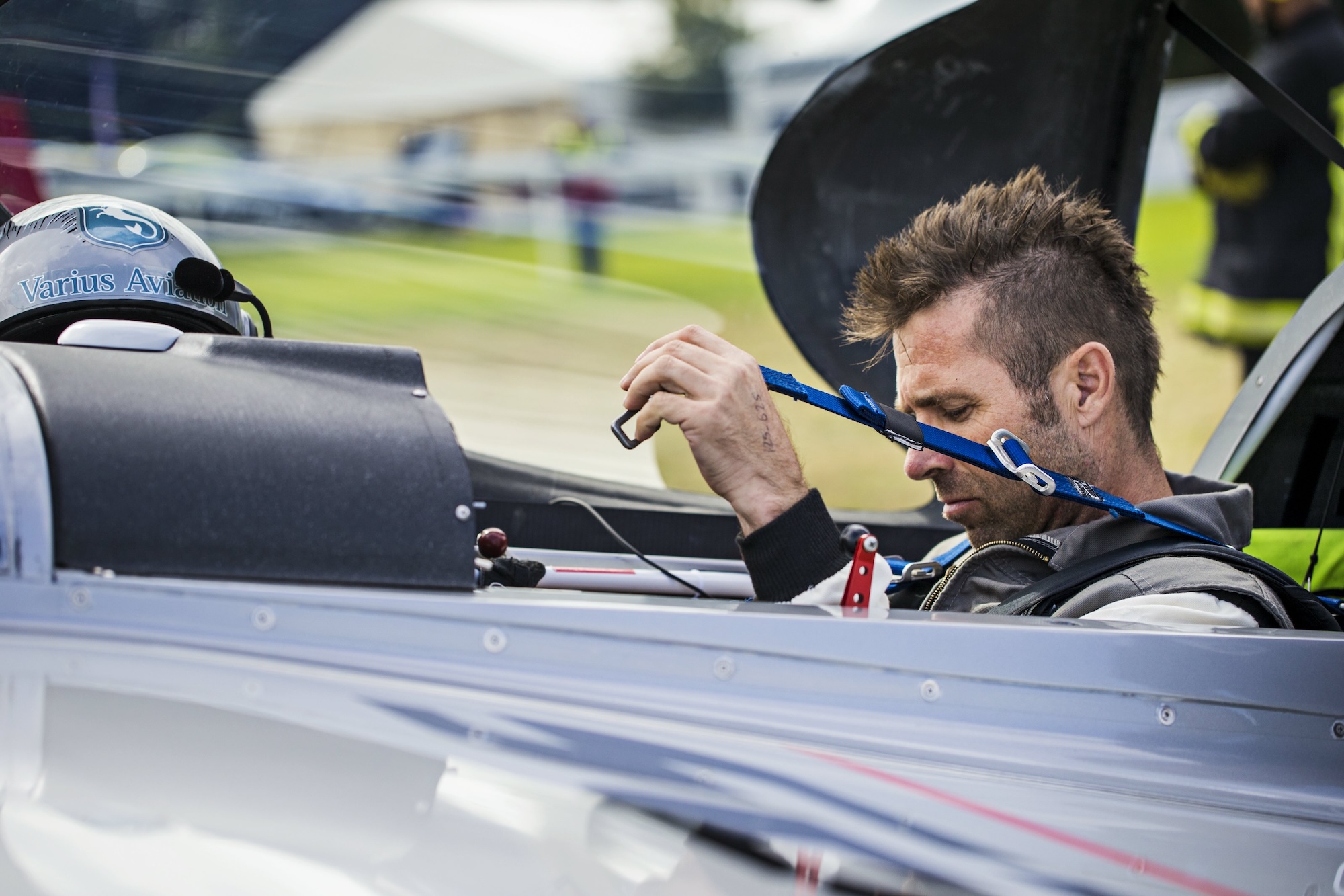 Air Race Pilot Hannes Arch im Cockpit