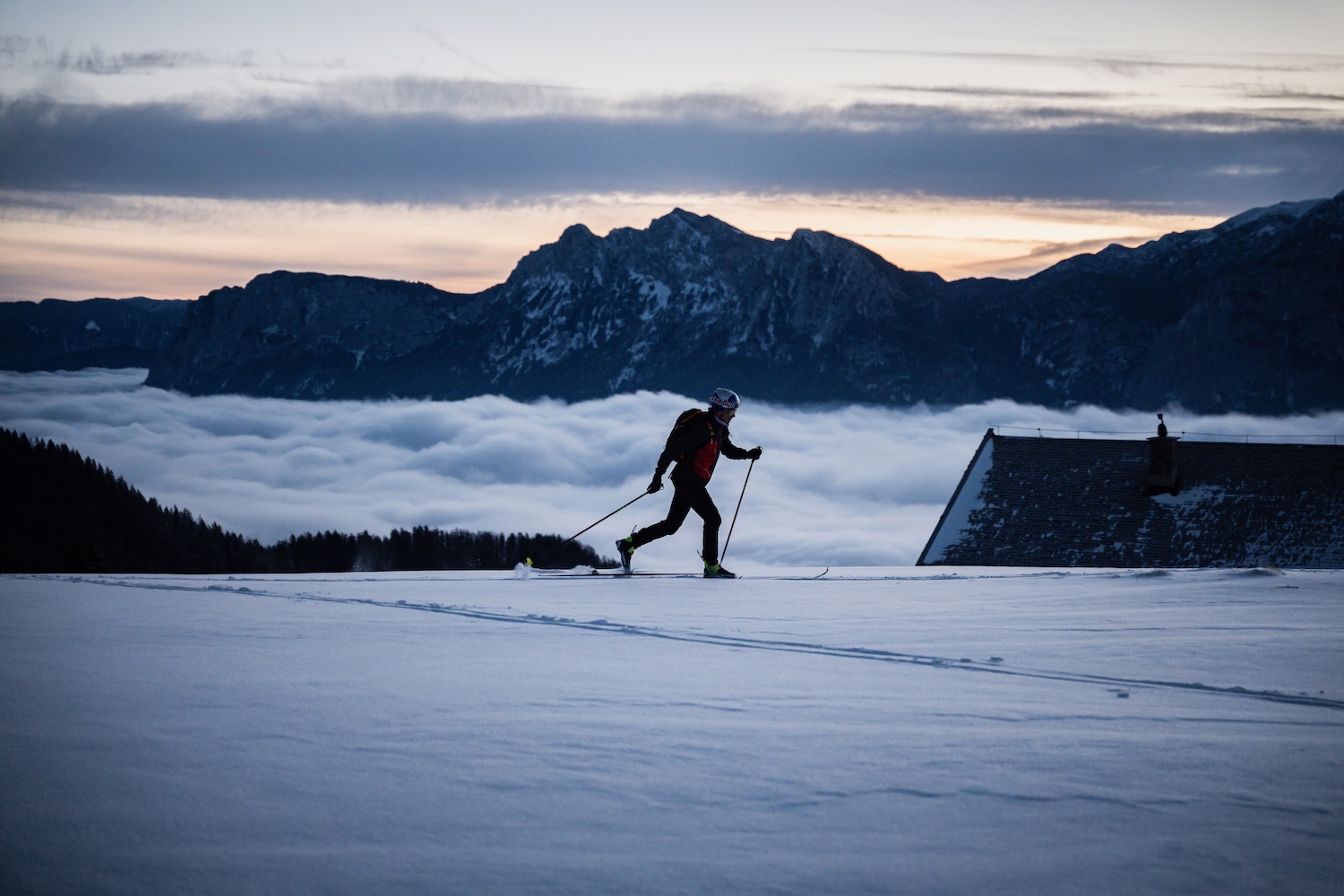 Picture shows Anton Palzer skitouring early morning in the Austrian Alps near Lofer on January 31, 2026